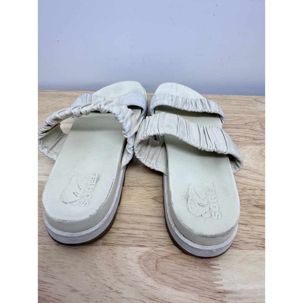 Sorel Roaming Crisscross Slide Sandals Womens 11 Cream Leather Lug Sole‎ #23 - Picture 5 of 9